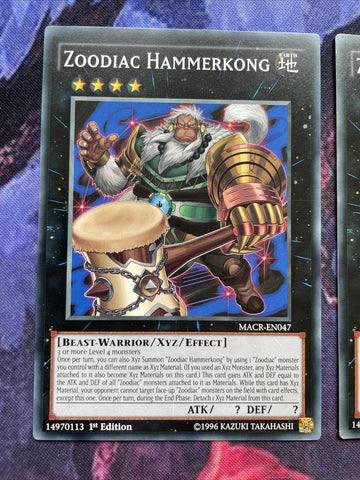 MACR-EN047 x3 Zoodiac Hammerkong 1st Edition Common Near Mint Yugioh Card (back)
