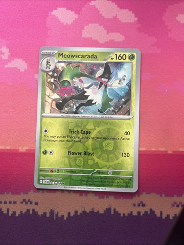 Pokemon Card Meowscarada Scarlet & Violet Reverse Holo Rare 015/198 Near Mint