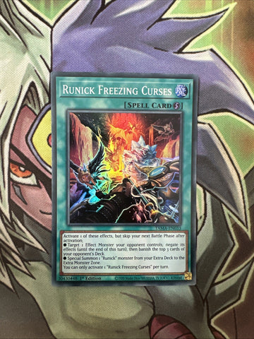 TAMA-EN033 Runick Freezing Curses Super Rare 1st Edition NM Yugioh Card
