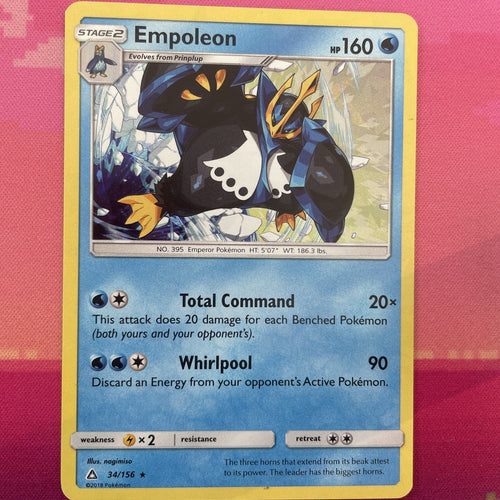 Pokemon Card Empoleon Ultra Prism Cracked Ice Holo Rare 34/156 Near Mint
