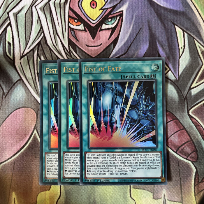 EGO1-EN003 x3 Fist of Fate Ultra Rare Excellent Condition Yugioh