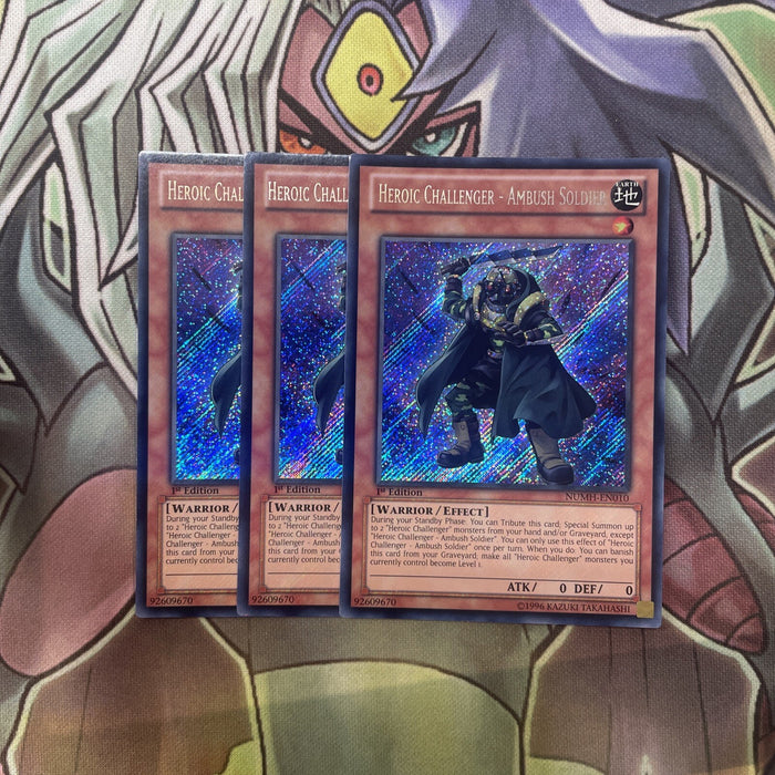 NUMH-EN010 Heroic Challenger - Ambush Soldier x3 Secret Excellent Cond Yugioh