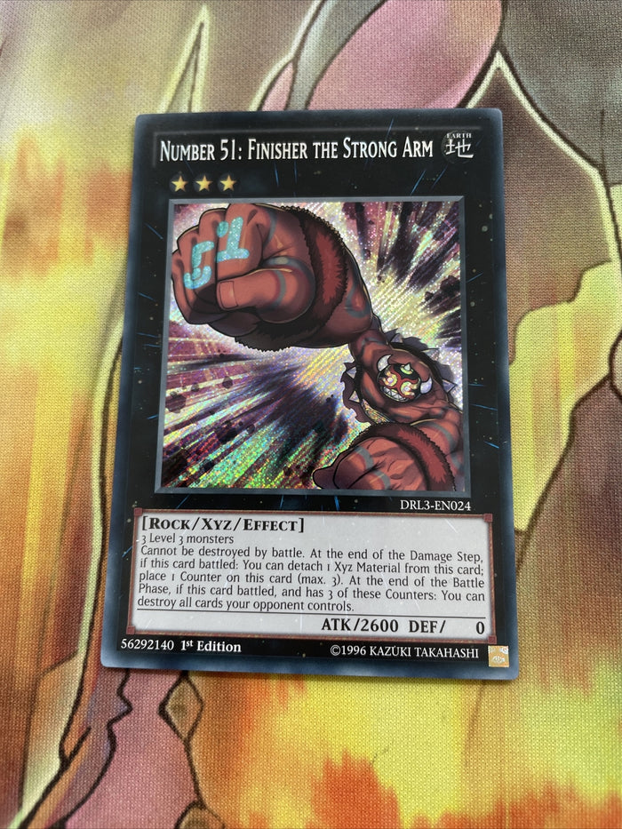 DRL3-EN024 Number 51: Finisher The Strong Arm Secret Rare 1st Ed Yugioh Card NM