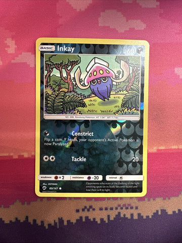 Pokemon Card Inkay Burning Shadows Reverse Holo 89/147 Near Mint