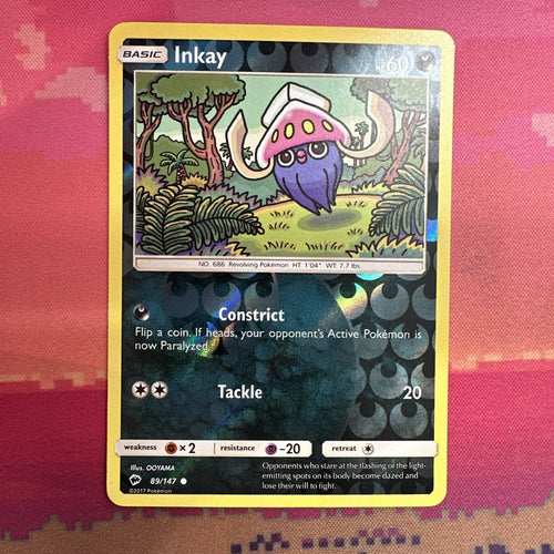 Pokemon Card Inkay Burning Shadows Reverse Holo 89/147 Near Mint