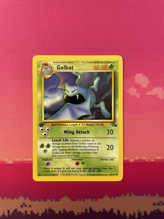 Pokemon Card Golbat Fossil 1st Edition Uncommon 34/62 NM