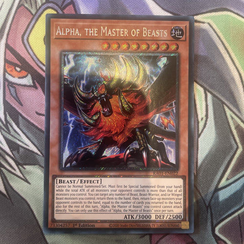 RA01-EN022 Alpha, The Master Of Beasts Platinum Secre Rare NM 1st Edition Yugioh