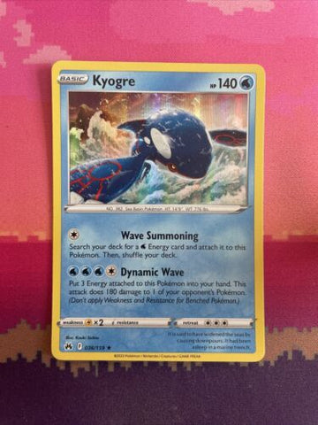 Pokemon Card Kyogre Crown Zenith Holo Rare 036/159 Near Mint