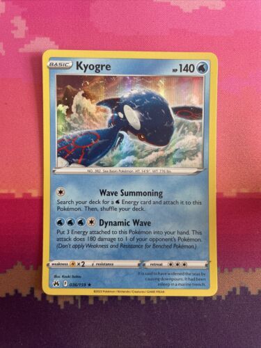 Pokemon Card Kyogre Crown Zenith Holo Rare 036/159 Near Mint