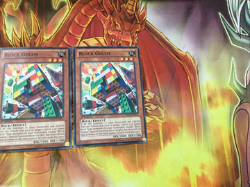 REDU-EN035 Block Golem Common Playset (x3) Yugioh (back)