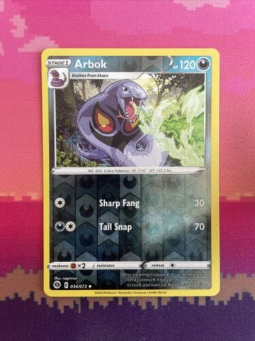 Pokemon Card Arbok Champions Path Reverse Holo Uncommon 034/073 NM