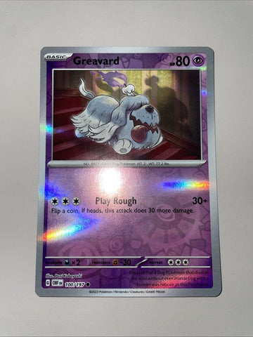 Pokemon Card Greavard MISPRINT HOLO + REVERSE In ONE Obsidian Flames Near Mint