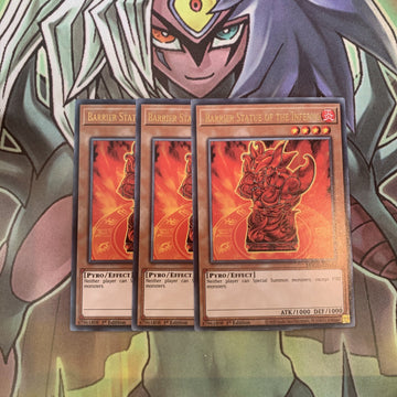 MAGO-EN113 x3 Barrier Statue of the Inferno Rare Excellent Condition Yugioh