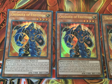 BLLR-EN048 YUGIOH CARD 3 X CRUSADER OF ENDYMION ULTRA (back)