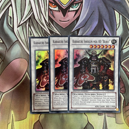 CT10-EN009 x3 Karakuri Shogun mdl 00 "Burei" Super Excellent Condition Yugioh