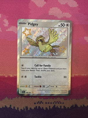 Pokemon Card Pidgey 196/091 Shiny Paldean Fates Near Mint