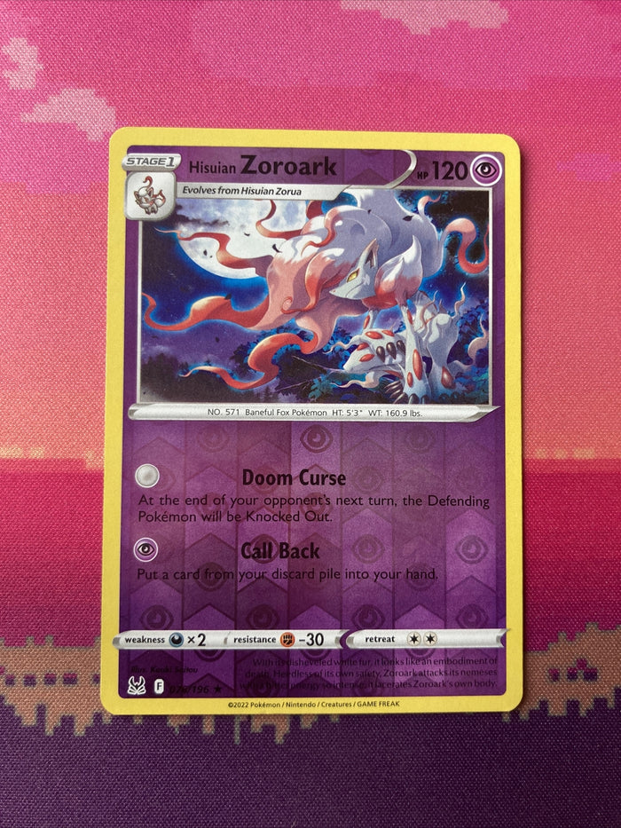 Pokemon Card Hisuian Zoroark Astral Radiance Reverse Holo Rare 076/196 Near Mint