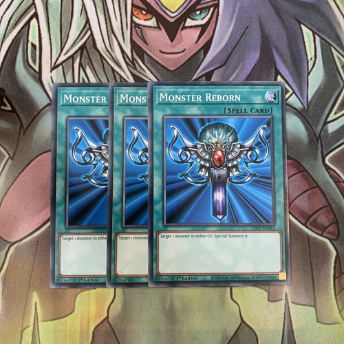 LED7-EN012 x3 Monster Reborn Common Excellent Condition Yugioh