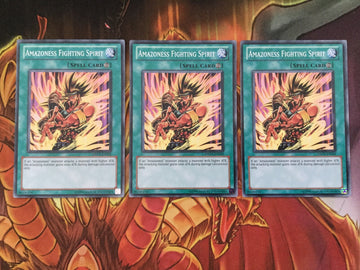 DREV-EN054 3 x Amazoness Fighting Spirit (Playset) Common Yugioh Cards