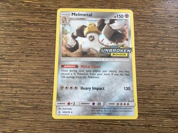 Pokemon Card MELMETAL 129/214 Unbroken Bonds Logo Stamped Promo