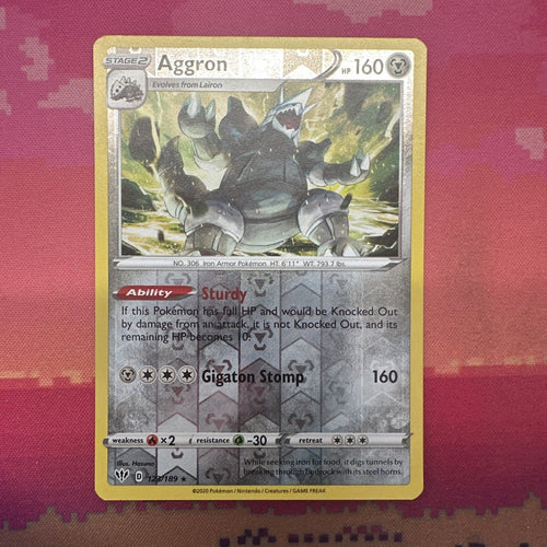 Pokemon Card Aggron Darkness Ablaze Reverse Holo Rare 123/189 NM