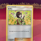 Pokemon Card Erika Cosmic Eclipse Uncommon 191/236 CRIMPED Near Mint