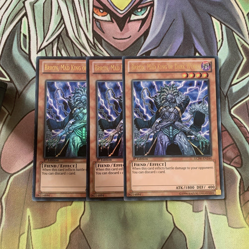 LCJW-EN244 x3 Brron, Mad King of Dark World Ultra Excellent Condition Yugioh
