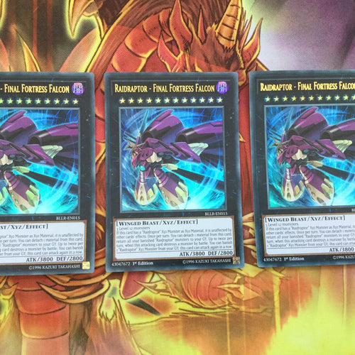 BLLR-EN015 YUGIOH CARD 3 X RAIDRAPTOR - FINAL FORTRESS FALCON ULTRA