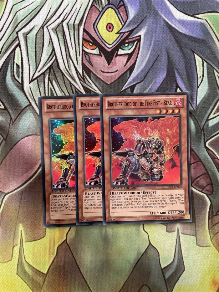 CT10-EN008 x3 Brotherhood of the Fire Fist - Bear Super Excellent Cond Yugioh