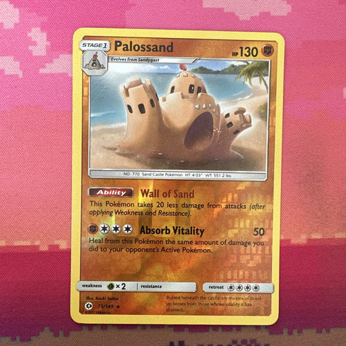 Pokemon Card Palossand Sun & Moon Reverse Holo Rare 75/149 Near Mint