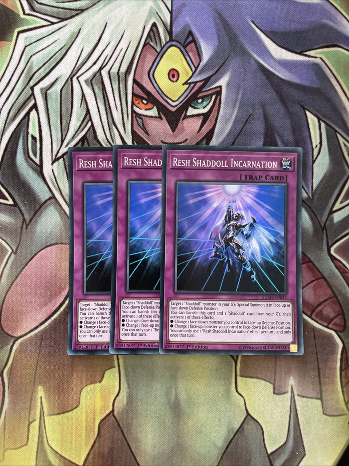 SDSH-EN033 x3 Resh Shaddoll Incarnation Super Rare Excellent Condition Yugioh