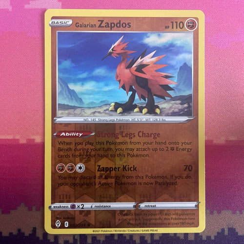 Pokemon Card Zapdos Evolving Skies Reverse Holo Rare 082/203 NM