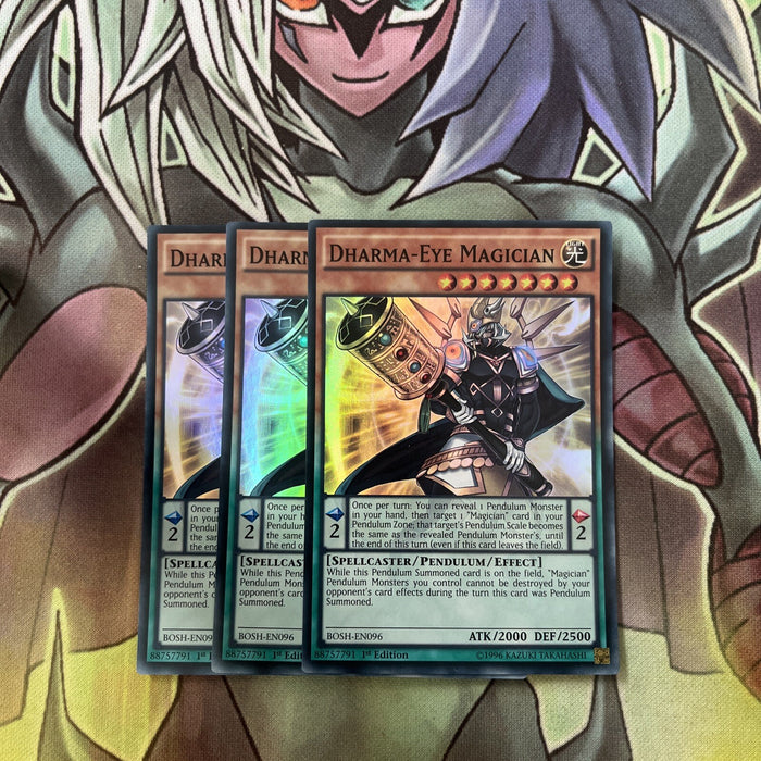 BOSH-EN096 x3 Dharma-Eye Magician Super Rare Excellent Condition Yugioh
