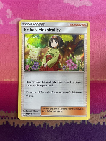 Pokemon Card Erika's Hospitality Team Up Holo Rare 140/181 Near Mint
