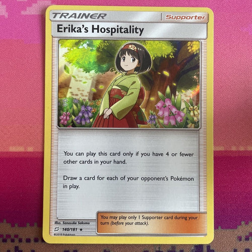 Pokemon Card Erika's Hospitality Team Up Holo Rare 140/181 Near Mint