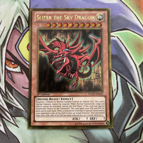 PGLD-EN032 Slifer The Sky Dragon Gold Secret Rare 1st Edition NM Yugioh Card