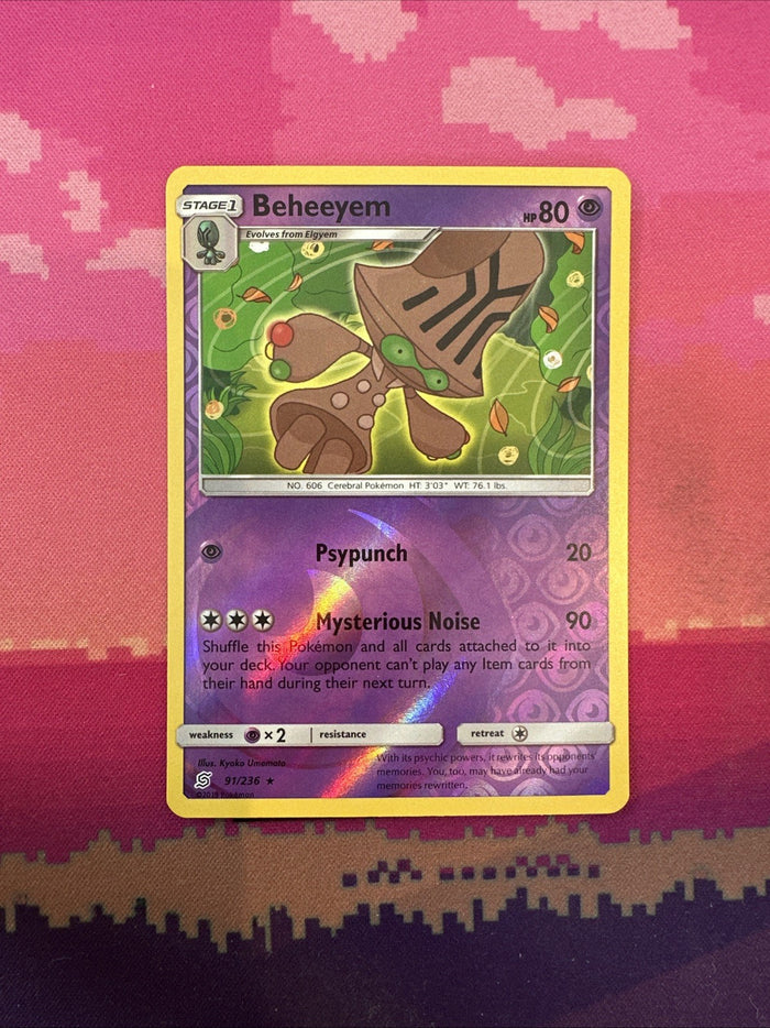 Pokemon Card Beheeyem Unified Minds Reverse Holo Rare 91/236 Near Mint