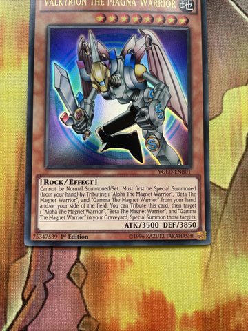 YGLD-ENB01 Valkyrion the Magna Warrior Ultra Rare 1st edition Mint YuGiOh Card (back)