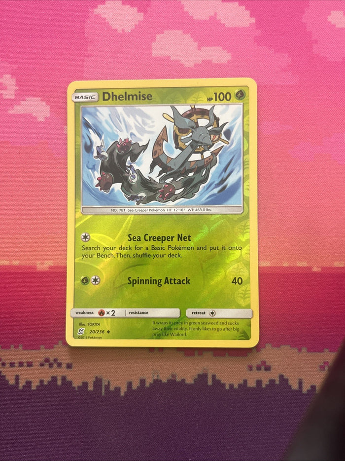 Pokemon Card Dhelmise Unified Minds Reverse Holo 20/236 Near Mint