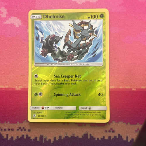 Pokemon Card Dhelmise Unified Minds Reverse Holo 20/236 Near Mint