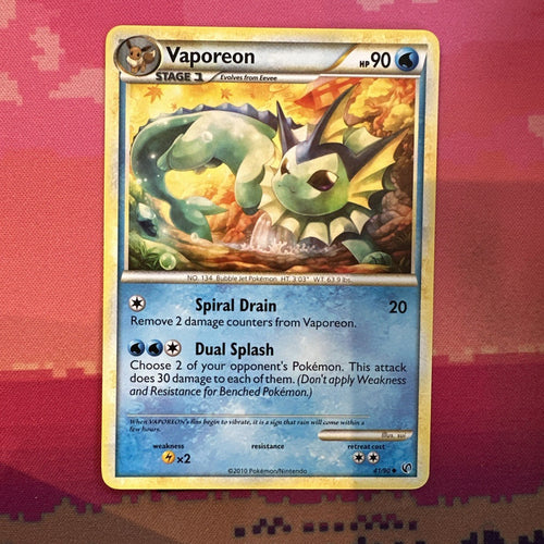 Pokemon Card Vaporeon Undaunted Uncommon 41/90 Near Mint