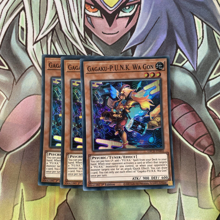 GRCR-EN002 x3 Gagaku-P.U.N.K. Wa Gon Super Rare Excellent Condition Yugioh