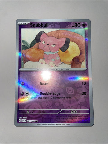Pokemon Card Snubbull MISPRINT HOLO + REVERSE In ONE Obsidian Flames Near Mint