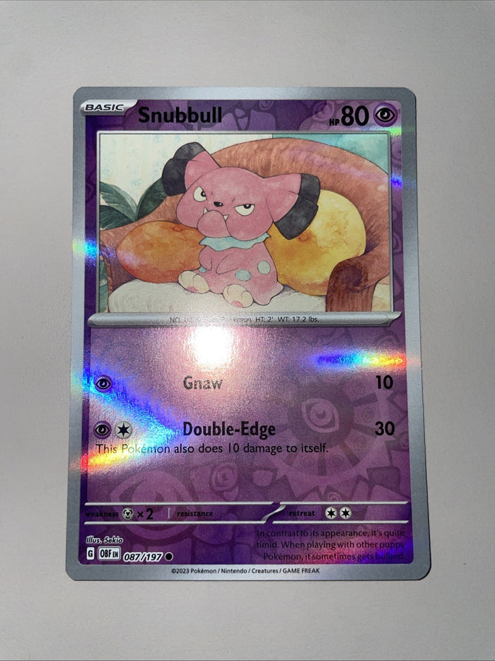 Pokemon Card Snubbull MISPRINT HOLO + REVERSE In ONE Obsidian Flames Near Mint