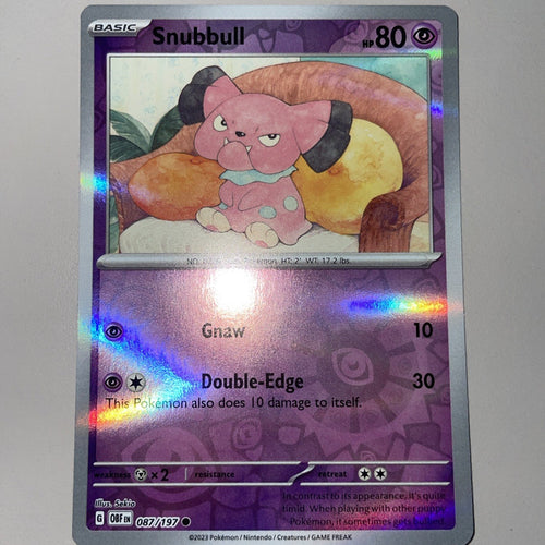 Pokemon Card Snubbull MISPRINT HOLO + REVERSE In ONE Obsidian Flames Near Mint