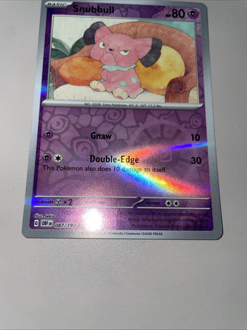 Pokemon Card Snubbull MISPRINT HOLO + REVERSE In ONE Obsidian Flames Near Mint (back)