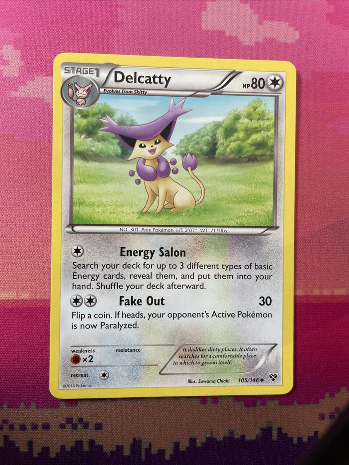 Pokemon Card Delcatty XY Base Set Rare 105/146 Near Mint