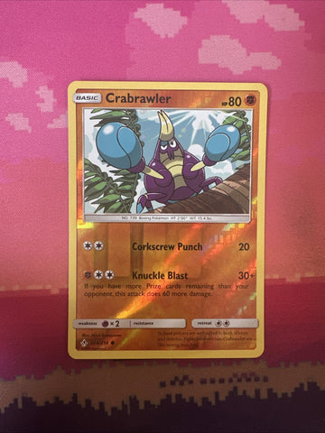 Pokemon Card Crawbrawler Unbroken Bonds Reverse Holo 104/214 Near Mint