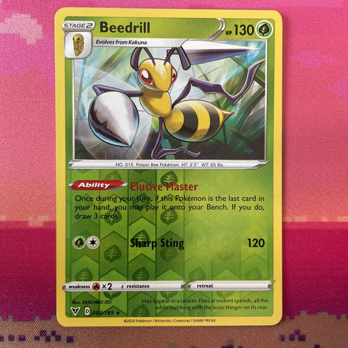 Pokemon Card Beedrill Vivid Voltage Reverse Holo 003/185 Near Mint
