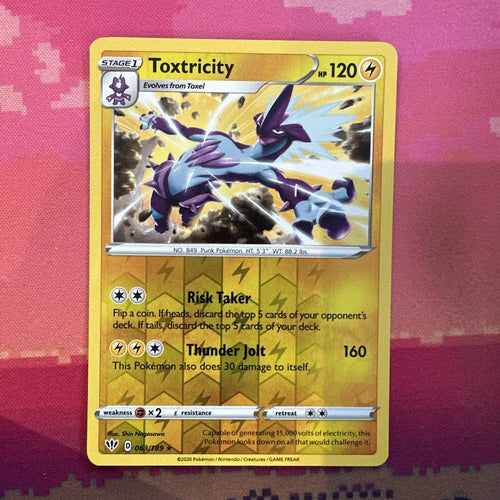 Pokemon Card Toxtricity Darkness Ablaze Reverse Holo Rare 063/189 Near Mint